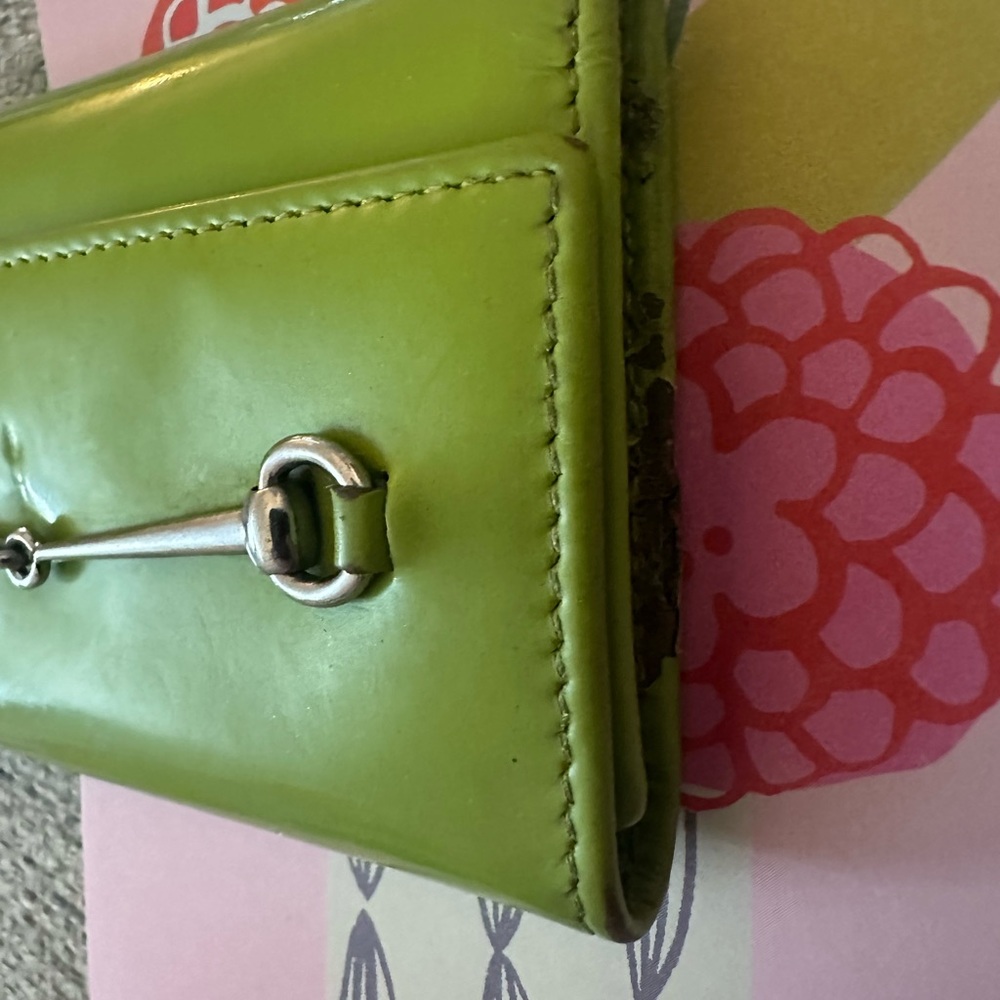 GUCCI Rare Horse Bit Patent Leather Keychain & Card Holder Margarita Color! - Picture 3 of 16